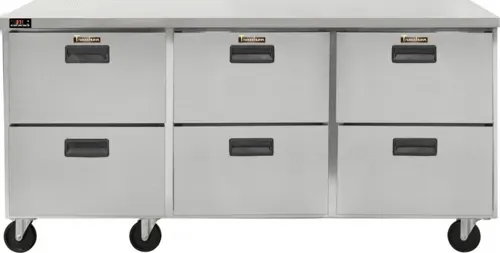 Traulsen CLUC-72R-DW 72.25'' 3 Section Undercounter Refrigerator with 6 Doors and Side / Rear Breathing Compressor