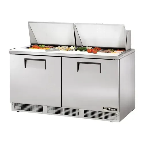 True TFP-64-24M 64.13'' 2 Door Counter Height Mega Top Refrigerated Sandwich / Salad Prep Table