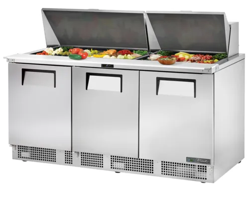 True TFP-72-30M 72.13'' 3 Door Counter Height Mega Top Refrigerated Sandwich / Salad Prep Table