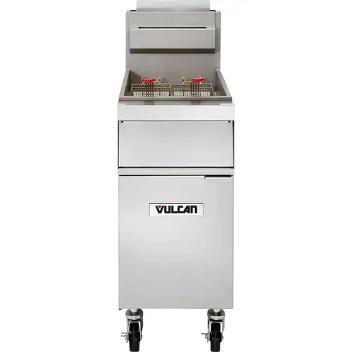 Vulcan 1GR85M-QS-PLATINUM Gas Floor Model Full Pot Fryer with Controls -