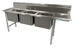 Advance Tabco 93-63-54-18R Commercial Sink, (3) Three Compartment, Construction with and - 82.38" W