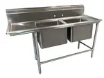 Advance Tabco 94-2-36-24L Commercial Sink, (2) Two Compartment, 14 Gauge Stainless Steel Construction with Stainless Steel Legs and With Left-hand Drainboard - 64" W
