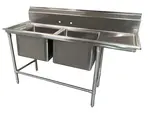 Advance Tabco 94-2-36-24R Commercial Sink, (2) Two Compartment, 14 Gauge Stainless Steel Construction with Stainless Steel Legs and With Right-hand Drainboard - 64" W