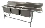 Advance Tabco 94-63-54-18R Commercial Sink, (3) Three Compartment, Construction with and - 850" W