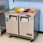 Everest Refrigeration EOTPS2 35.63'' 2 Door Counter Height Mega Top Refrigerated Sandwich / Salad Prep Table