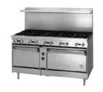 Jade Range JBR-12 Restaurant Gas Range, 72" W with 12 Burners and Cabinet Base - 420,000 BTU