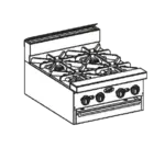 Jade Range JBR-12-M Restaurant Gas Range, 72" W with 12 Burners and Modular Base - 360,000 BTU