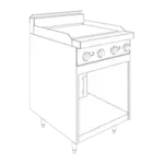Jade Range JBR-24G Restaurant Gas Range, 24" W with (1) 24" Griddle and Cabinet Base - 48,000 BTU