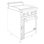 Jade Range JBR-24G-24 Restaurant Gas Range, 24" W with (1) 24" Griddle and Standard Oven - 78,000 BTU