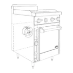 Jade Range JBR-24G-24C Restaurant Gas Range, 24" W with (1) 24" Griddle and Convection oven - 78,000 BTU