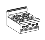 Jade Range JBR-4-M Restaurant Gas Range, 24" W with 4 Burners and Modular Base - 120,000 BTU