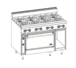Jade Range JBR-8 Restaurant Gas Range, 48" W with 8 Cabinet Base and Manual Controls, - 240,000 BTU