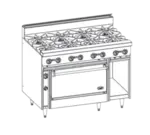 Jade Range JBR-8-36C Restaurant Gas Range, 48" W with 8 (1) Convection Oven & (1) Cabinet Base and Infinite Manual Controls, - 270,000 BTU