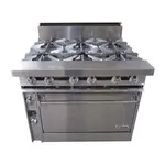 Jade Range JTRH-6-36C Commercial Range, 36" W with 6 Burners and Convection oven - 240,000 BTU