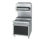 Jade Range JTRHE-3-3 Commercial Range, 36" W with 6 Burners and Cabinet Base - 180,000 BTU