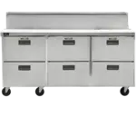 Traulsen CLPT-7230-DW 72.50'' 6 Drawer Mega Top Refrigerated Sandwich / Salad Prep Table