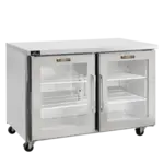 Traulsen CLUC-36R-GD-LR 36.25'' 2 Section Undercounter Refrigerator with 2 Left/Right Hinged Glass Doors and Side / Rear Breathing Compressor