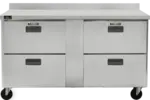 Traulsen CLUC-60R-DW 60.25'' 2 Section Undercounter Refrigerator with 4 Doors and Side / Rear Breathing Compressor