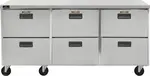 Traulsen CLUC-72R-DW 72.25'' 3 Section Undercounter Refrigerator with 6 Doors and Side / Rear Breathing Compressor