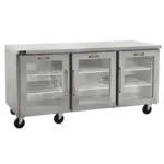Traulsen CLUC-72R-GD-RRR 72.25'' 3 Section Undercounter Refrigerator with 3 Right Hinged Glass Doors and Side / Rear Breathing Compressor