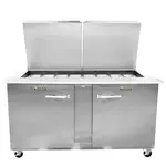 Traulsen UST6024-LR-SB 60'' 2 Door ADA Height Refrigerated Sandwich / Salad Prep Table with Standard Top