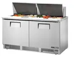 True TFP-64-24M 64.13'' 2 Door Counter Height Mega Top Refrigerated Sandwich / Salad Prep Table