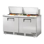 True TFP-64-24M 64.13'' 2 Door Counter Height Mega Top Refrigerated Sandwich / Salad Prep Table