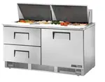 True TFP-64-24M-D-2 64.13'' 1 Door 2 Drawer Counter Height Mega Top Refrigerated Sandwich / Salad Prep Table