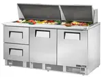 True TFP-72-30M-D-2 72.13'' 2 Door 2 Drawer Counter Height Mega Top Refrigerated Sandwich / Salad Prep Table