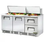 True TFP-72-30M-D-2 72.13'' 2 Door 2 Drawer Counter Height Mega Top Refrigerated Sandwich / Salad Prep Table