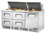 True TFP-72-30M-D-4 72.13'' 1 Door 4 Drawer Counter Height Mega Top Refrigerated Sandwich / Salad Prep Table