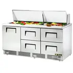 True TFP-72-30M-D-4 72.13'' 1 Door 4 Drawer Counter Height Mega Top Refrigerated Sandwich / Salad Prep Table