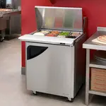 Turbo Air TST-28SD-12-N 27.5'' 1 Door Counter Height Mega Top Refrigerated Sandwich / Salad Prep Table