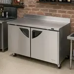 Turbo Air TWF-60SD-N 60.25'' 2 Door ADA Height Worktop Freezer with Side / Rear Breathing Compressor - 16.0 cu. ft.